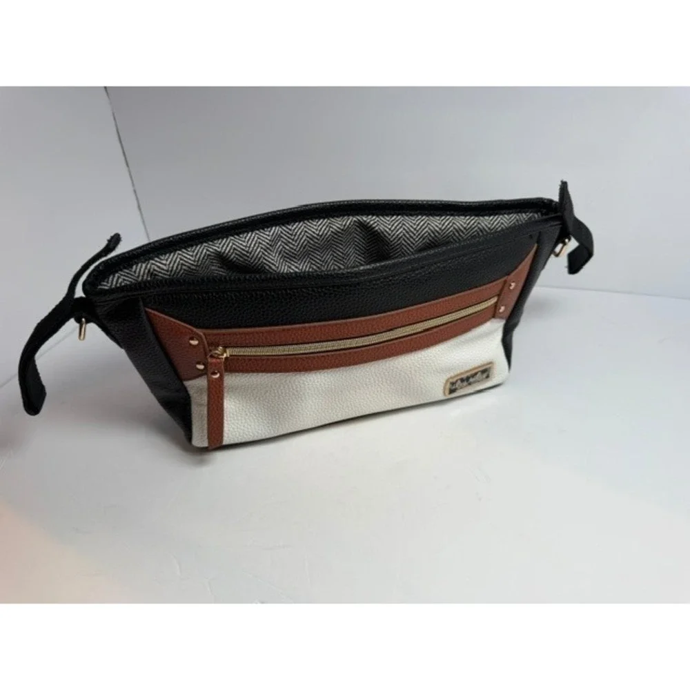 Itzy Ritzy Color Block stroller bag Black Brown Cream Herringbone NEW